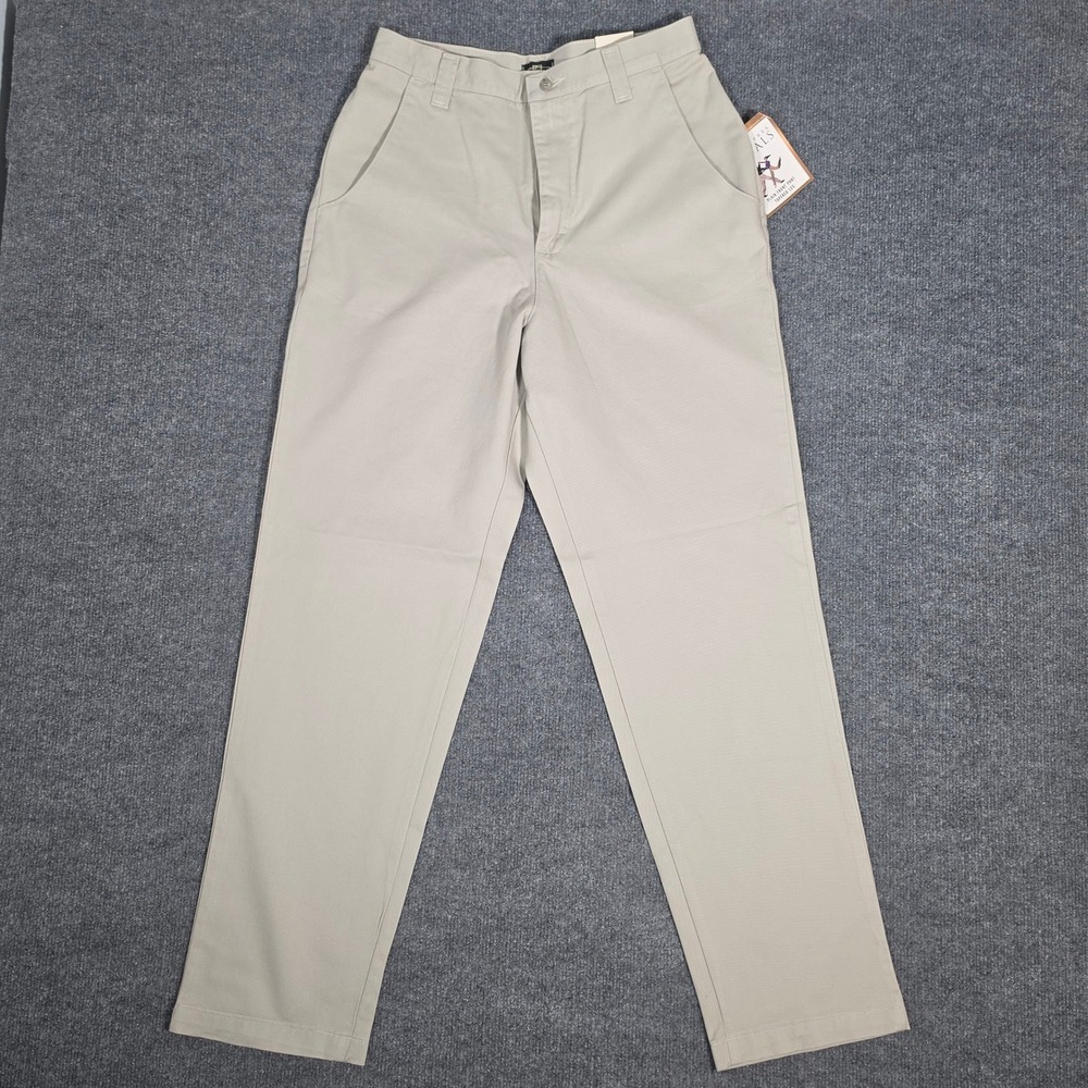 Lee Casuals Womens 12M String Beige Flat Front Wrinkle Free Straight Leg Pants‎